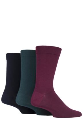 Mens 3 Pair SOCKSHOP Comfort Cuff Plain Gentle Bamboo Socks with Smooth Toe Seams Royals 12-14 Mens