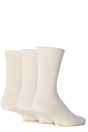 Mens 3 Pair SOCKSHOP Comfort Cuff Gentle Bamboo Striped Socks with Smooth Toe Seams White 7-11 Mens