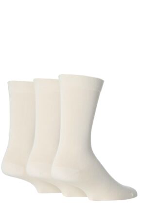 Mens 3 Pair SOCKSHOP Comfort Cuff Gentle Bamboo Striped Socks with Smooth Toe Seams White 7-11 Mens