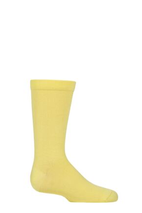 Boys and Girls 1 Pair SOCKSHOP Plain and Striped Bamboo Socks with Comfort Cuff and Smooth Toe Seams Lemon 6-8.5