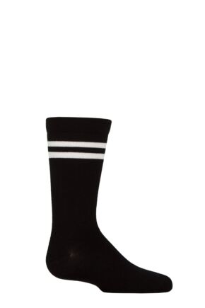 Boys and Girls 1 Pair SOCKSHOP Plain and Striped Bamboo Socks with Comfort Cuff and Smooth Toe Seams Sports Stripe Black 6-8.5