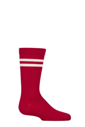 Boys and Girls 1 Pair SOCKSHOP Plain and Striped Bamboo Socks with Comfort Cuff and Smooth Toe Seams Sports Stripe Red 6-8.5