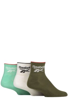 Mens and Women's 3 Pair Reebok Essentials Cotton Ankle Socks with Arch Support