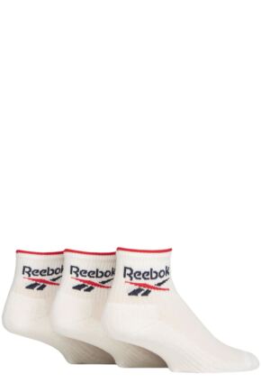 Mens and Ladies 3 Pair Reebok Essentials Cotton Ankle Socks with Arch Support