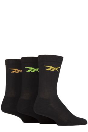 Mens and Women's 3 Pair Reebok Essentials Cotton Crew Socks with Arch Support