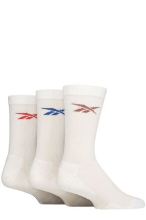 Mens and Women's 3 Pair Reebok Essentials Cotton Crew Socks with Arch Support