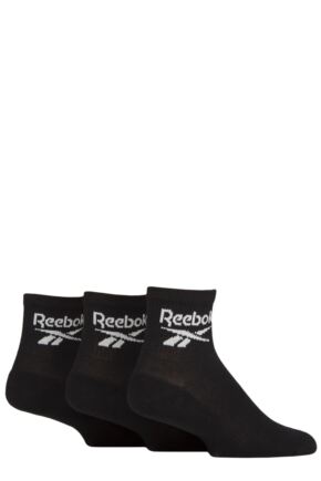 Mens and Women's 3 Pair Reebok Core Cotton Cushioned Ankle Socks