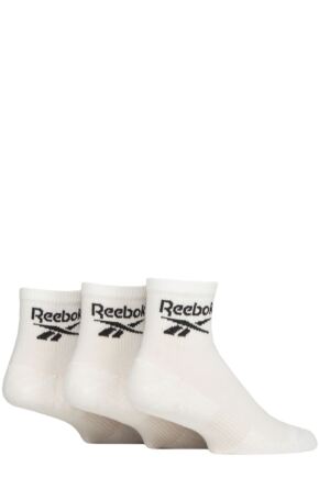 Mens and Women's 3 Pair Reebok Core Cotton Cushioned Ankle Socks