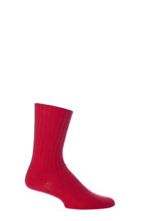 Mens and Women's 1 Pair SOCKSHOP of London Mohair Ribbed Knit Comfort Cuff True Socks Red 8-10