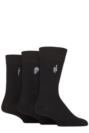 Mens 3 Pair SOCKSHOP Wildfeet Embroidered Socks