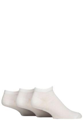 Mens 3 Pair SOCKSHOP Wildfeet Plain Cotton Trainer Socks White  7-11 Mens