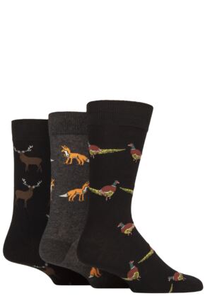 Mens 3 Pair Wildfeet Novelty Patterned Cotton Socks