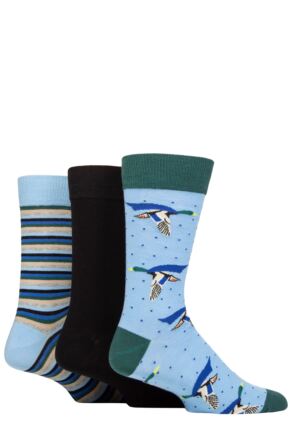 Mens 3 Pair Wildfeet Novelty Patterned Cotton Socks