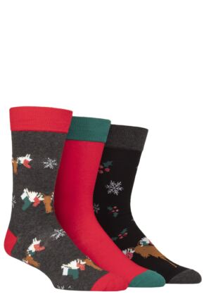 Mens 3 Pair SOCKSHOP Wildfeet Cotton Christmas Gift Socks