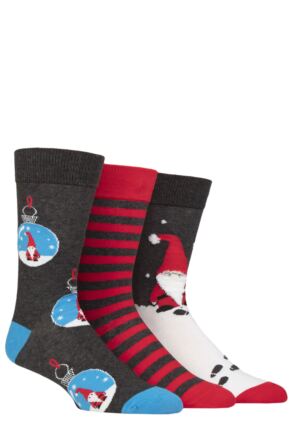 Mens 3 Pair SOCKSHOP Wildfeet Cotton Christmas Gift Socks