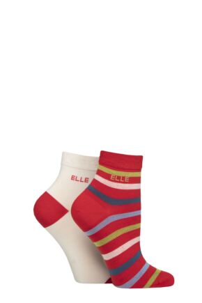 Women's 2 Pair Elle Bamboo Anklet Socks Coastal Joy Stripe 4-8