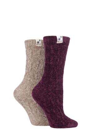 Women's 2 Pair Elle Cable Knit Chenille Boot Socks