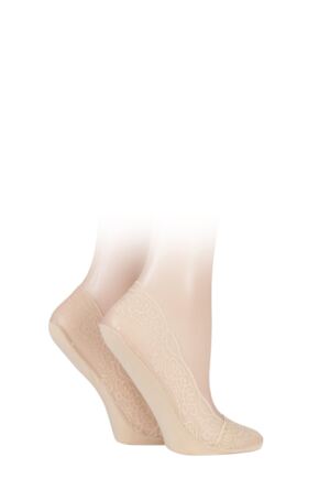 Women's 2 Pair Elle Lace Shoe Liner Socks with Grip