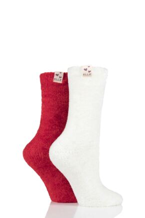 Women's 2 Pair Elle Chenille Leisure Socks Cranberry 4-8 Ladies