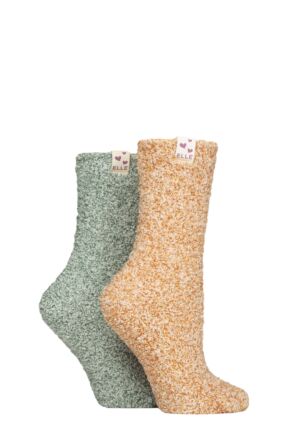 Women's 2 Pair Elle Cosy Bed & Slipper Socks Marmalade 4-8 Ladies