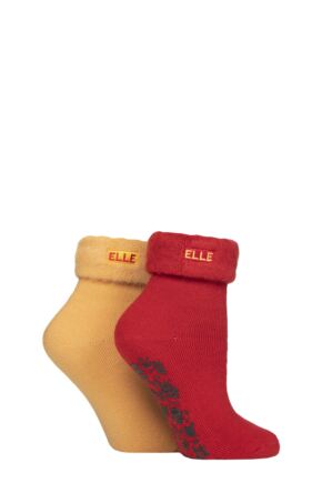 Women's 2 Pair Elle Thermal Bed and Slipper Socks Cinnamon 4-8