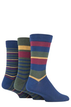 Mens 3 Pair SOCKSHOP Comfort Cuff Gentle Bamboo Striped Socks with Smooth Toe Seams Cedar 7-11 Mens