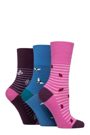 Women's 3 Pair Gentle Grip Fun Feet Socks