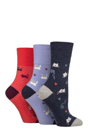 Women's 3 Pair Gentle Grip Fun Feet Socks