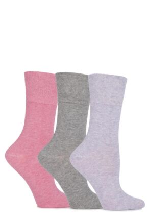 3x Pairs of Ladies Gentle Grip Socks Soft Top Womens Cotton Sock Rich UK 4-7