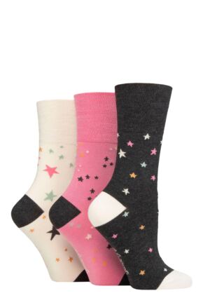 Women's 3 Pair Gentle Grip Patterned Bamboo Socks