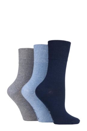 Women's 3 Pair Gentle Grip Plain Cotton Socks