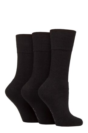 Women's 3 Pair SOCKSHOP Gentle Grip Cotton Cushioned Foot Sports Socks