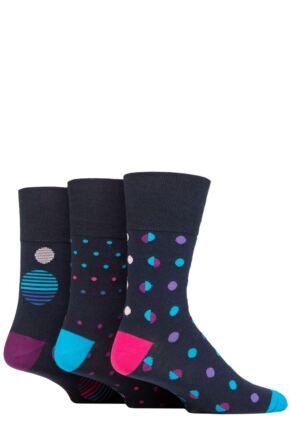 Mens 3 Pair Gentle Grip Colourburst Cotton Socks