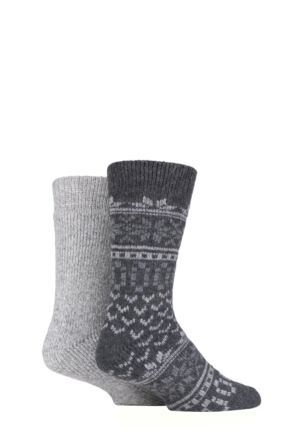 Mens 2 Pair SOCKSHOP Ribbed Wool Boot Socks with Smooth Toe Seams