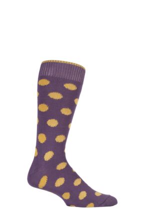 Mens 1 Pair SOCKSHOP of London Spotty Cotton Socks Raisin / Inca 7-11