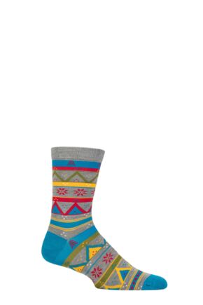 Mens 1 Pair Thought Casper Christmas Fairisle Bamboo Socks Grey Marle 7-11