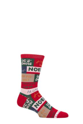 Mens 1 Pair Thought Caleb Christmas Slogan Organic Cotton Socks Bright Red 7-11