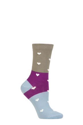 Women's 1 Pair Thought Nova Organic Cotton Heart Socks Olive Green  4-7