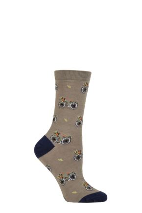 Women's 1 Pair Thought Josie Bamboo Bike Socks Olive Green  4-7