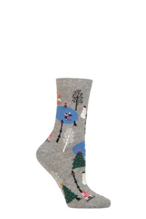 Women's 1 Pair Thought Gloria Christmas Scene Organic Cotton Socks