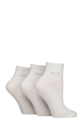 Women's 3 Pair Elle Plain, Striped and Patterned Cotton Anklets with Smooth Toes