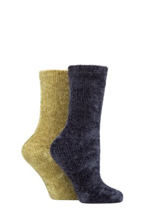 Women's 2 Pair Elle Chenille Leisure Socks Autumn Apple 4-8