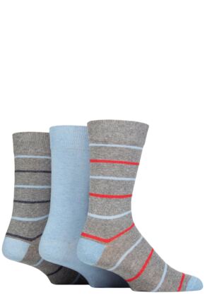 Mens 3 Pair SOCKSHOP TORE 100% Recycled Cotton Thin Stripe Patterned Socks