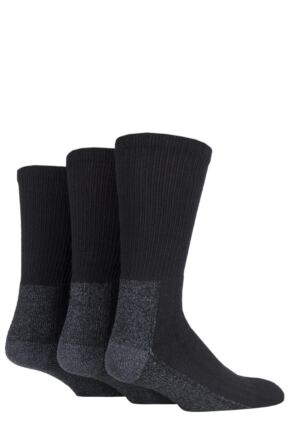 Mens 3 Pair Workforce Calf Length Safety Boot Socks Size 12 - 14 In Black