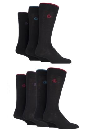 Mens 7 Pair Jeff Banks New Oxford Plain Socks with Contrast Tipping