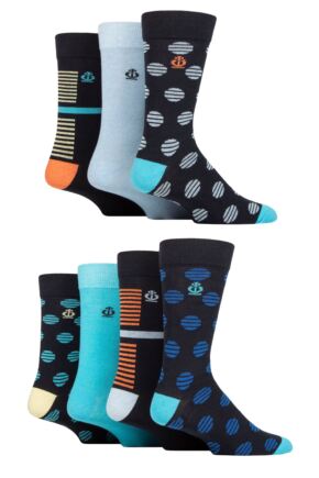 Mens 7 Pair Jeff Banks Recycled Cotton Patterned Socks