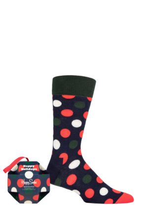 Mens and Women's 1 Pair Happy Socks Big Dot Gift Boxed Socks