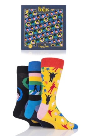 Mens and Ladies 3 Pair Happy Socks The Beatles 2019 Gift Boxed Cotton Socks