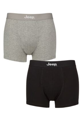 Mens 2 Pack Jeep Cotton Plain Fitted Hipster Trunks