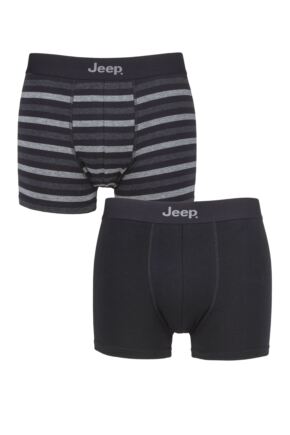 Mens 2 Pack Jeep Plain and Striped Fitted Trunks